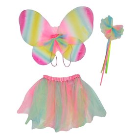 Σετ Μεταμφίεσης Rainbow Φούστα Ραβδί Φτερά