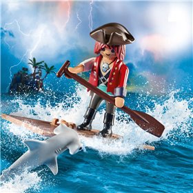 Playmobil Πειρατής με Σχεδία και Σφυροκέφαλο Καρχαρία