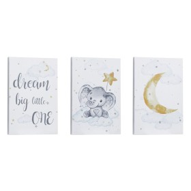 Διακοσμητικός Καμβάς Ελαφαντάκι Φεγγάρι 20x30x1 cm - 3 τμχ.
