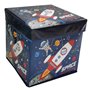 Κουτί Αποθήκευσης Σκαμπό Παιδικό Υφασμάτινο Μπλε Διάστημα 30x30x30 cm - 24 lt