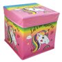 Κουτί Αποθήκευσης Σκαμπό Παιδικό Υφασμάτινο Ροζ Μονόκερος 30x30x30 cm - 24 lt