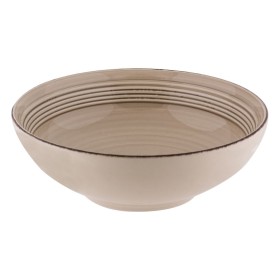 Μπολ Σερβιρίσματος Κεραμικό Μπεζ Ανάγλυφα Δαχτυλίδια 1.65 lt