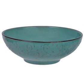 Μπολ Σερβιρίσματος Κεραμικό Πετρόλ Ανάγλυφα Καφέ Σχέδια 1.65 lt