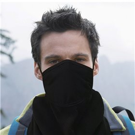 Μάσκα με Λαιμό Υφασμάτινη Μαύρη Fleece - One Size