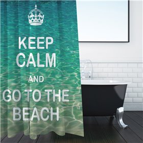 Κουρτίνα Μπάνιου Καλοκαιρινή &quotKeep Calm and Go To The Beach&quot 180x180 cm