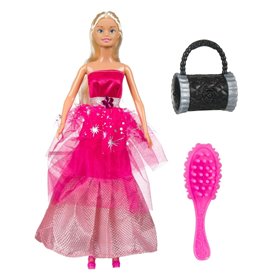 Κούκλα Ξανθά Μαλλιά Φούξια Βραδινή Τουαλέτα  