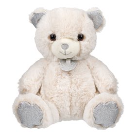 Λούτρινο Αρκουδάκι Off White Ασημί Glitter 15 cm