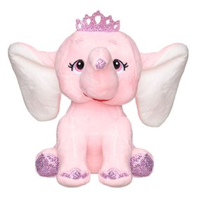 Λούτρινος Ελέφαντας Ροζ Μεγάλα Αυτιά Φούξια Glitter Κορώνα 21 cm