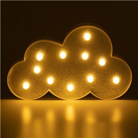 Συννεφάκι Φωτιζόμενο Ασημί Glitter 11 LED 29x18x3 cm