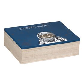 Κουτί Αποθήκευσης Ξύλινο με 3D Διαστημάνθρωπο 24x17x7 cm