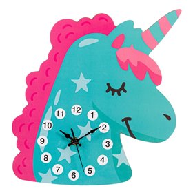 Ρολόι Τοίχου Ξύλινο Παιδικό Μονόκερος 30x27x0.5 cm 