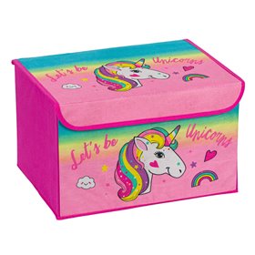 Κουτί Αποθήκευσης Παιδικό Υφασμάτινο Ροζ Μονόκερος 40x30x25 cm