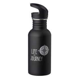 Παγούρι Ανοξείδωτο Μαύρο Ματ με Στόμιο Life is a Journey 500 ml