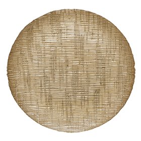 Χριστουγεννιάτικη Πιατέλα Γυάλινη Στρογγυλή Χρυσή Glitter Ύφανση 33cm