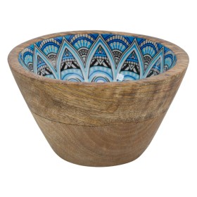 Μπολ Σερβιρίσματος Ξύλινο με Σμάλτο Μπλε Λευκά Σχέδια 13x7 cm
