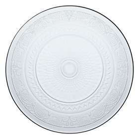 Πιατέλα Γυάλινη Διάφανη Στρογγυλή Ανάγλυφο Σχέδιο 'Sixtine' 32x2.1cm