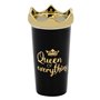 Κούπα Ποτήρι New Bone Μαύρο Χρυσό Τύπωμα Queen &amp Καπάκι Κορώνα 450 ml 