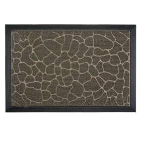 Πατάκι - Χαλάκι Εξώπορτας Μαύρο Γκρι Λαδί Ανάγλυφο Βότσαλο 60x40 cm