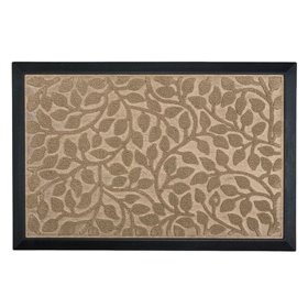 Πατάκι - Χαλάκι Εξώπορτας Μαύρο Μπεζ Ανάγλυφα Φύλλα 60x40 cm