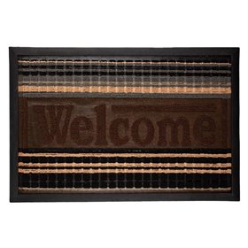 Πατάκι - Χαλάκι Εξώπορτας Καφέ Μπεζ Ανάγλυφο Μήνυμα &quotWelcome&quot 60x40 cm