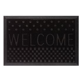 Πατάκι - Χαλάκι Εξώπορτας Μαύρο Ανάγλυφο Μήνυμα &quotWelcome&quot 60x40cm