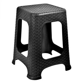 Σκαμπό Πλαστικό Ρατάν Μαύρο 36x37x45.5 cm