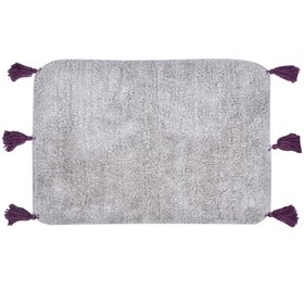 Χαλάκι Μπάνιου Γκρι Μωβ Φούντες 60x40