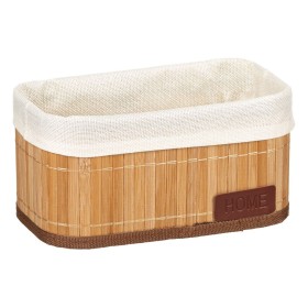 Καλάθι Αποθήκευσης Μπαμπού Μπεζ Ύφασμα Home 24x14x12cm