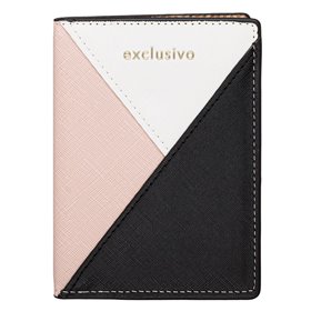 Γυναικείο Πορτοφόλι - Θήκη Διαβατηρίου Nude Μαύρο Λευκό 10x14 cm