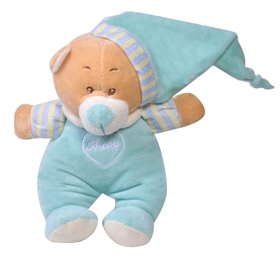 Κουδουνίστρα Αρκουδάκι Λούτρινο Σιέλ 17 cm