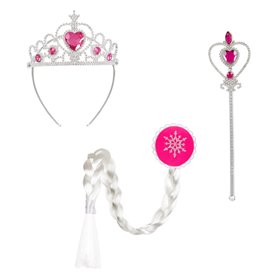 Σετ Πριγκίπισσας Στέκα Ραβδί Κλιπ Λευκή Κοτσίδα - 3 τμχ.