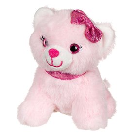 Γατάκι Λούτρινο Ροζ Glitter Φιόγκος 14 cm