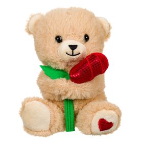 Λούτρινο Αρκουδάκι με Κόκκινο Τριαντάφυλλο 15 cm
