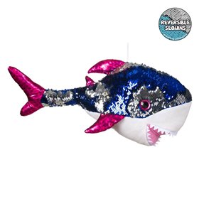 Λούτρινη Φάλαινα Glitter Μάτια Παγιέτες Μπλε Ασημί  45 cm