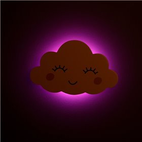 Φωτιστικό Παιδικό Ξύλινο Συννεφάκι Ροζ LED 22x16.5 cm