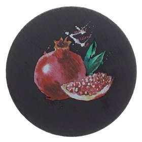 Βάση Πέτρινη Στρογγυλή Γκρι Σχιστόλιθος Τύπωμα Ρόδι 25 cm