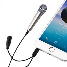 Μικρόφωνο Μίνι για Καραόκε Ασημί 1.8x5.5 cm