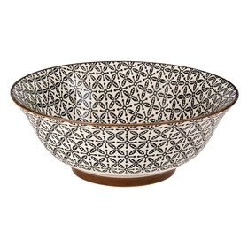 Μπολ Γενικής Χρήσης Κεραμικό Στρογγυλό Διάφορα Σχέδια Mπεζ Μαύρο 960 ml