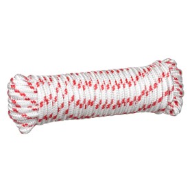 Σχοινί Πολλαπλών Χρήσεων Πολυεστέρας Λευκό Κόκκινο 15 m x 8 mm Σχοινί Πολλαπλών Χρήσεων Πολυεστέρας Λευκό Κόκκινο 15 m x 8 mm
