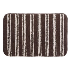 Πατάκι Μπάνιου Καφέ Λευκό Ριγέ 60x40 cm
