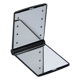 Φωτιζόμενος Καθρέφτης Μακιγιάζ Διπλός Mini Μαύρος 8 LED 8.5x11.5 cm Φωτιζόμενος Καθρέφτης Μακιγιάζ Διπλός Mini Μαύρος 8 LED 8.5x11.5 cm