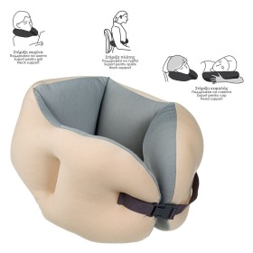 Μαξιλάρι Ταξιδίου Λαιμός Μπεζ Γκρι 65x15 cm