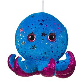 Λούτρινο Χταπόδι Μπλε Foil Χρωματιστά Αστέρια Glitter Μάτια 15 cm