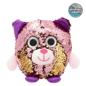 Λούτρινη Γάτα Glitter Μάτια Παγιέτες Χρυσό Ροζ 17x9x16 cm