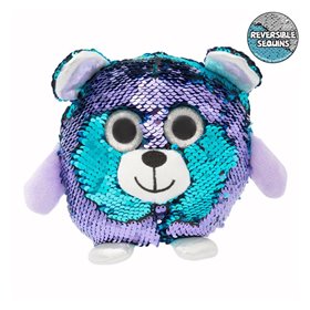 Λούτρινο Αρκουδάκι Glitter Μάτια Παγιέτες Μπλε Μωβ 17x9x16 cm