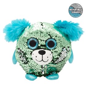 Λούτρινο Σκυλάκι Glitter Μάτια Παγιέτες Ασημί Πράσινο 17x9x16 cm