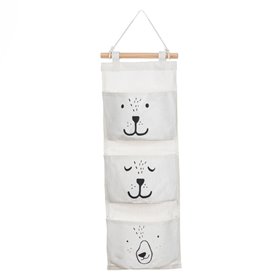 Θήκη Κρεμαστή Παιδική με Τσεπάκια Off White Αρκουδάκι 20x58 cm