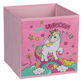Κουτί Αποθήκευσης Ροζ Μονόκερος Ουράνιο Τόξο 25x25x25 cm