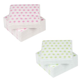 Χαρτοπετσέτες Λευκές Λαχανί Ροζ Πουά 33x33 cm - 160 τμχ.