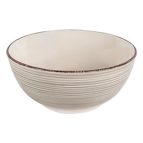 Μπολ Σερβιρίσματος Κεραμικό Μπεζ Ανάγλυφα Δαχτυλίδια 700 ml